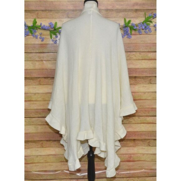 Croft & Barrow Women's Cream Cape Shawl Wrap Cardigan Sweater One Size Neutral - Picture 5 of 10